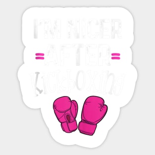 I'm Nicer After Kickboxing Class Funny Pun Gym Saying Sticker